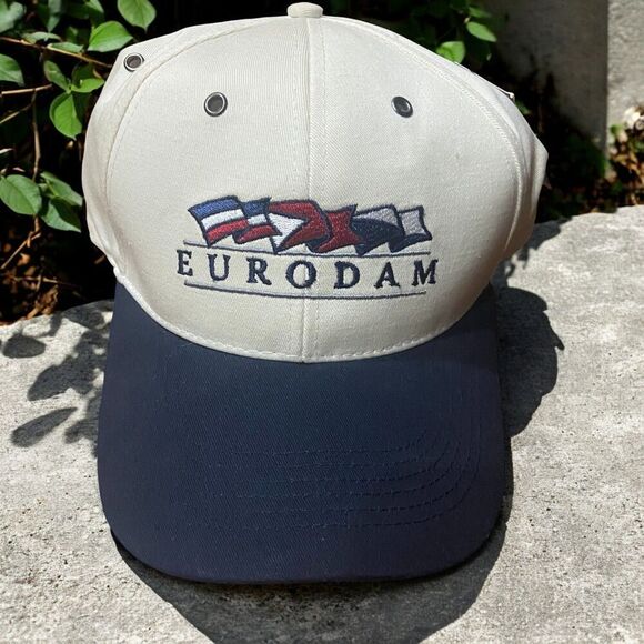 Gear Sports Vintage NWT Eurodam White Navy Embroidered Hat Cap Men's One Size - Picture 1 of 8
